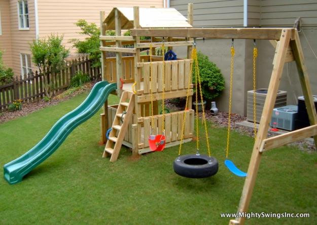 DIY Kids Swing Set
 The Village Waste or Want 11 Backyard Swing Set