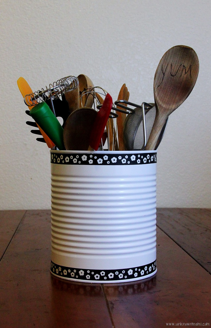 DIY Kitchen Utensil Organizer
 DIY Tin Can Utensil Holder By Claudya