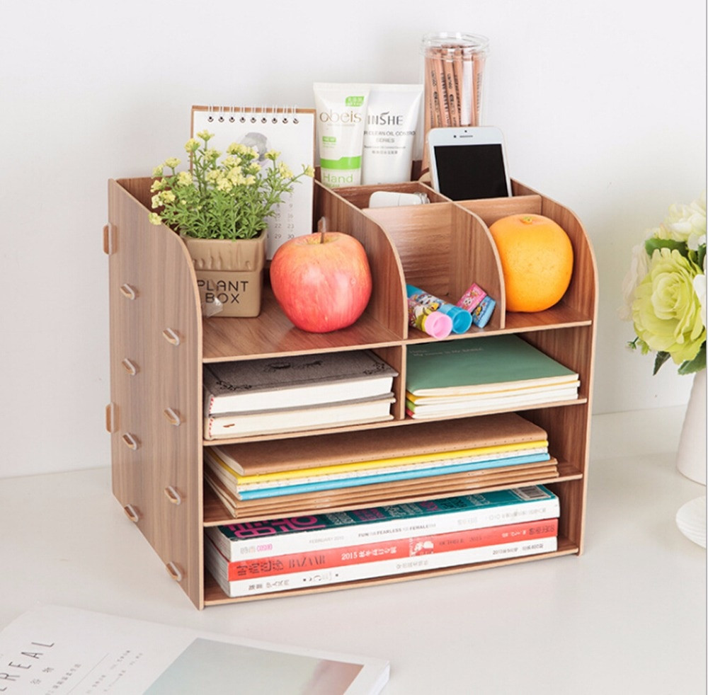 DIY Literature Organizer
 Wooden DIY Horizontal Desk Organizer for File Folder