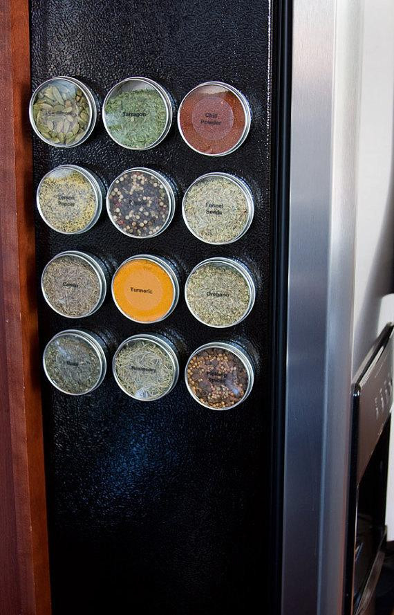 DIY Magnetic Spice Rack
 Magnetic spice tins DIY spice rack for metal wall