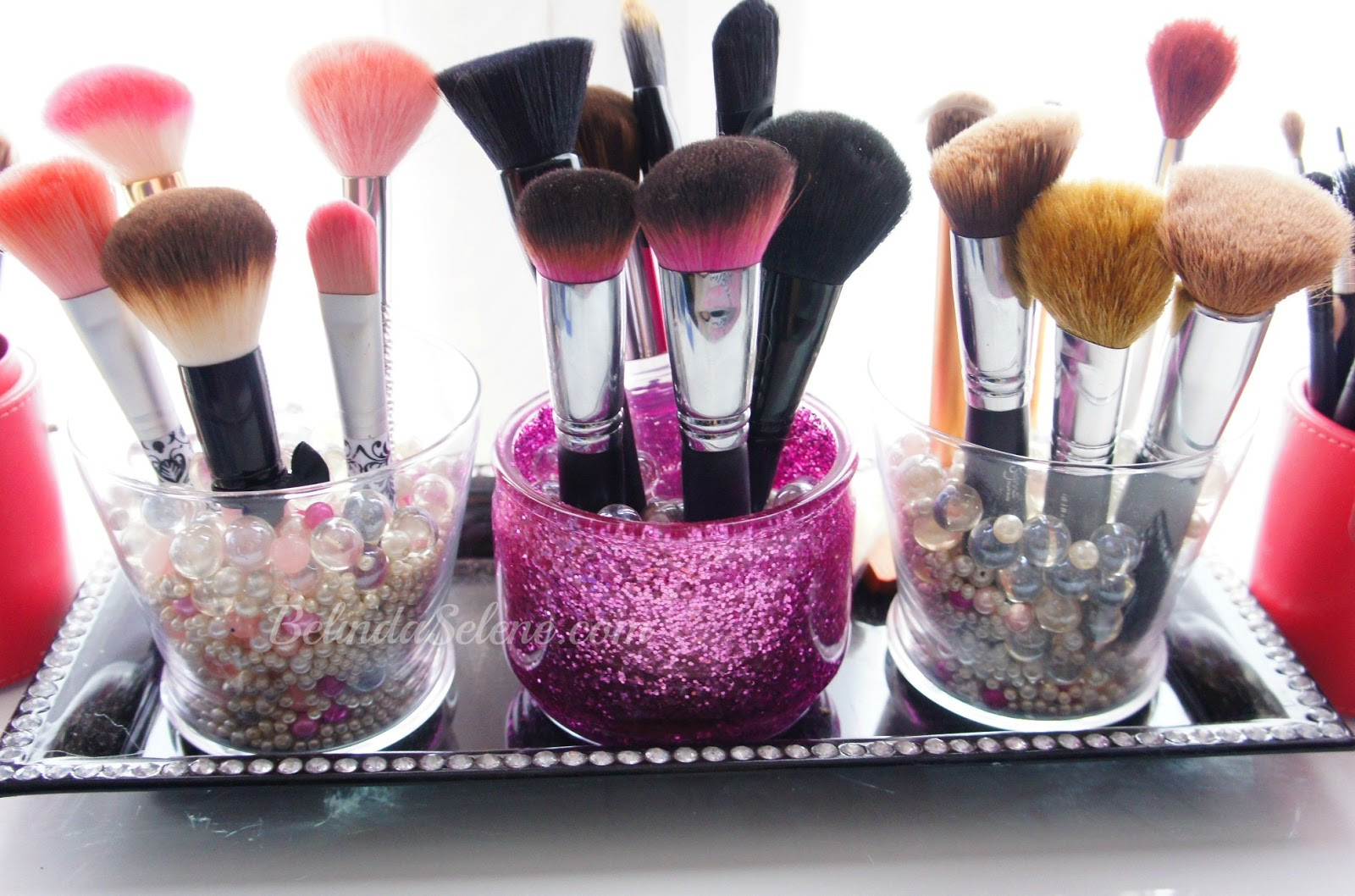 DIY Makeup Brush Organizer
 BelindaSelene DIY Glitter Makeup Brush Holder