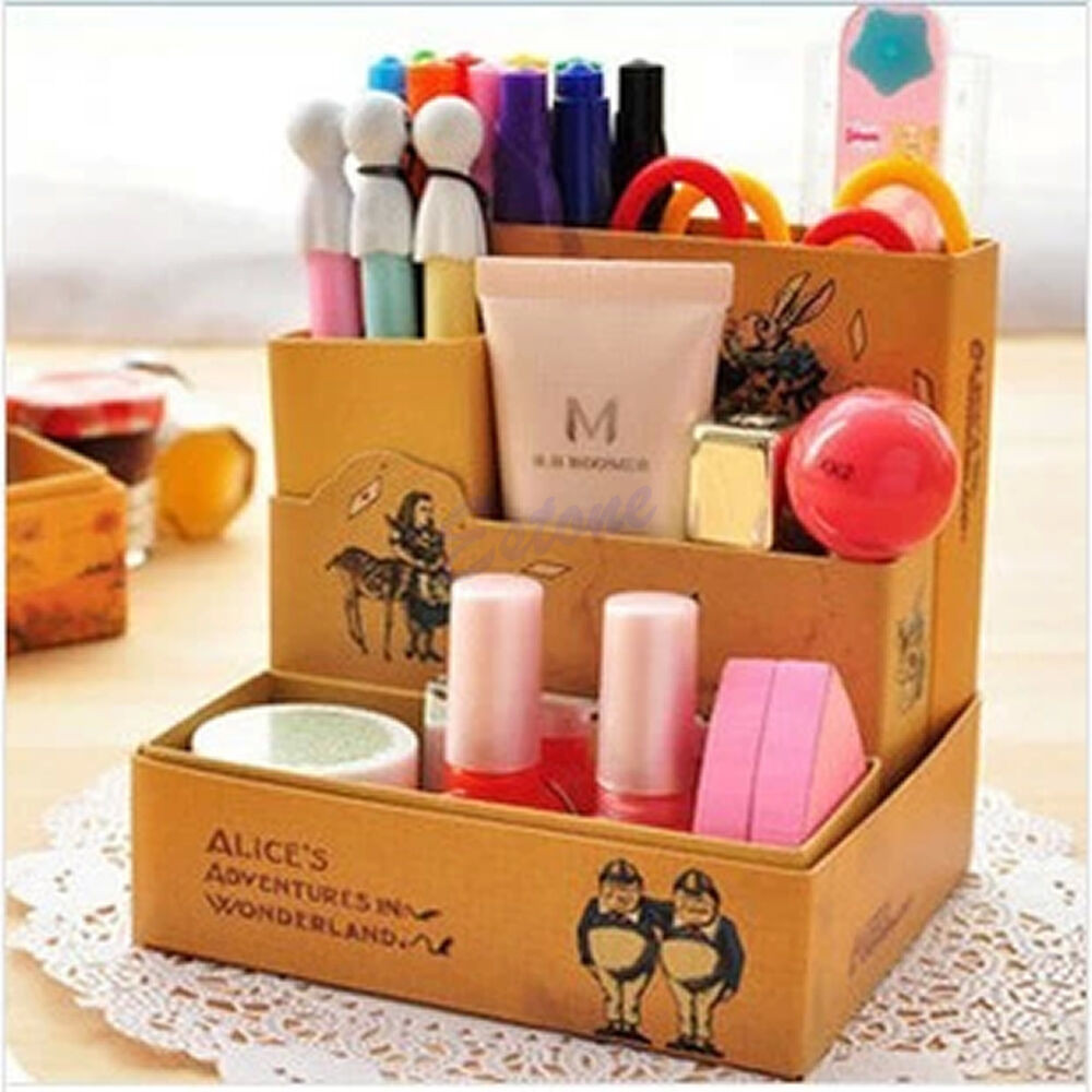 DIY Makeup Organizer Cardboard
 Paper Board Fairy Tale Storage Box Desk Stationery