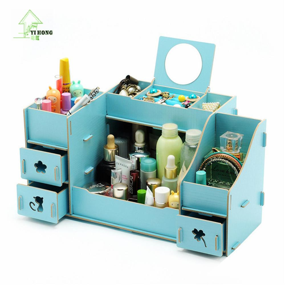 DIY Makeup Organizer Cardboard
 YIHONG Creative Diy Wooden Cosmetic Storage box Multi