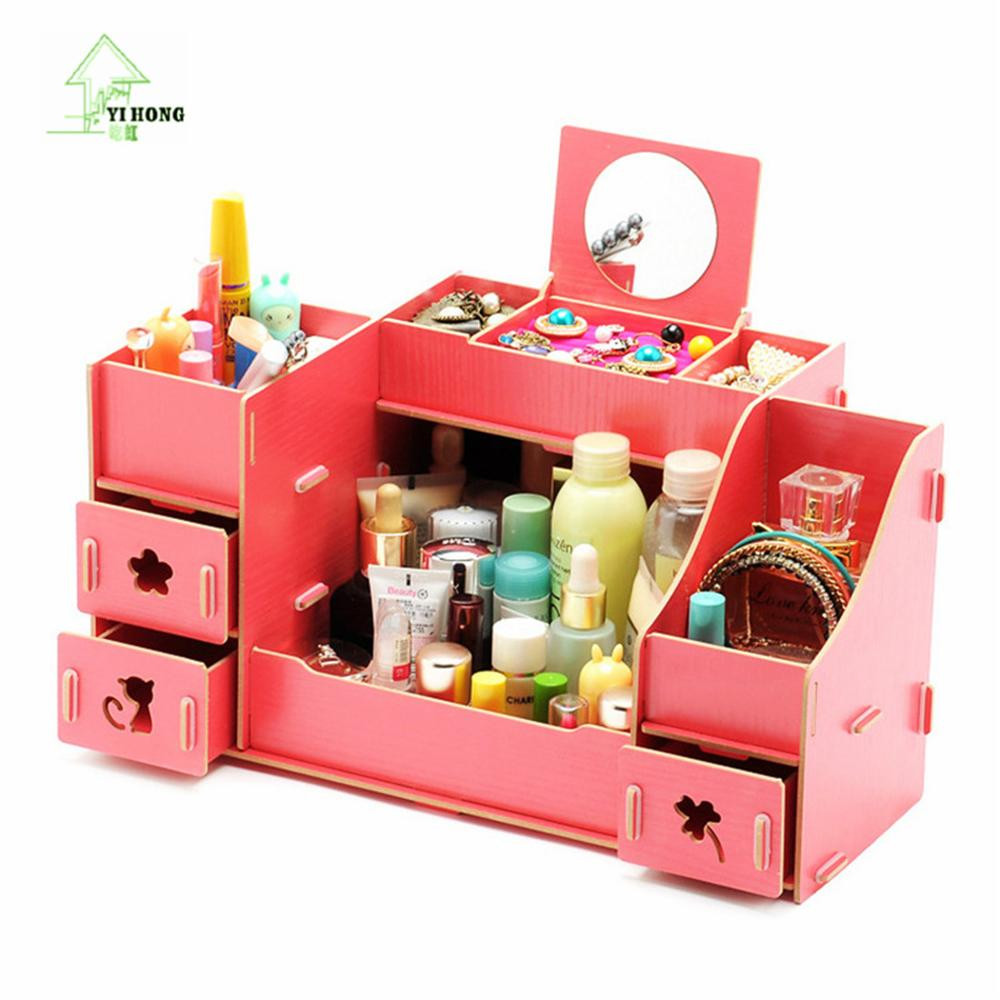 DIY Makeup Organizer Cardboard
 YIHONG Creative Diy Wooden Cosmetic Storage box Multi