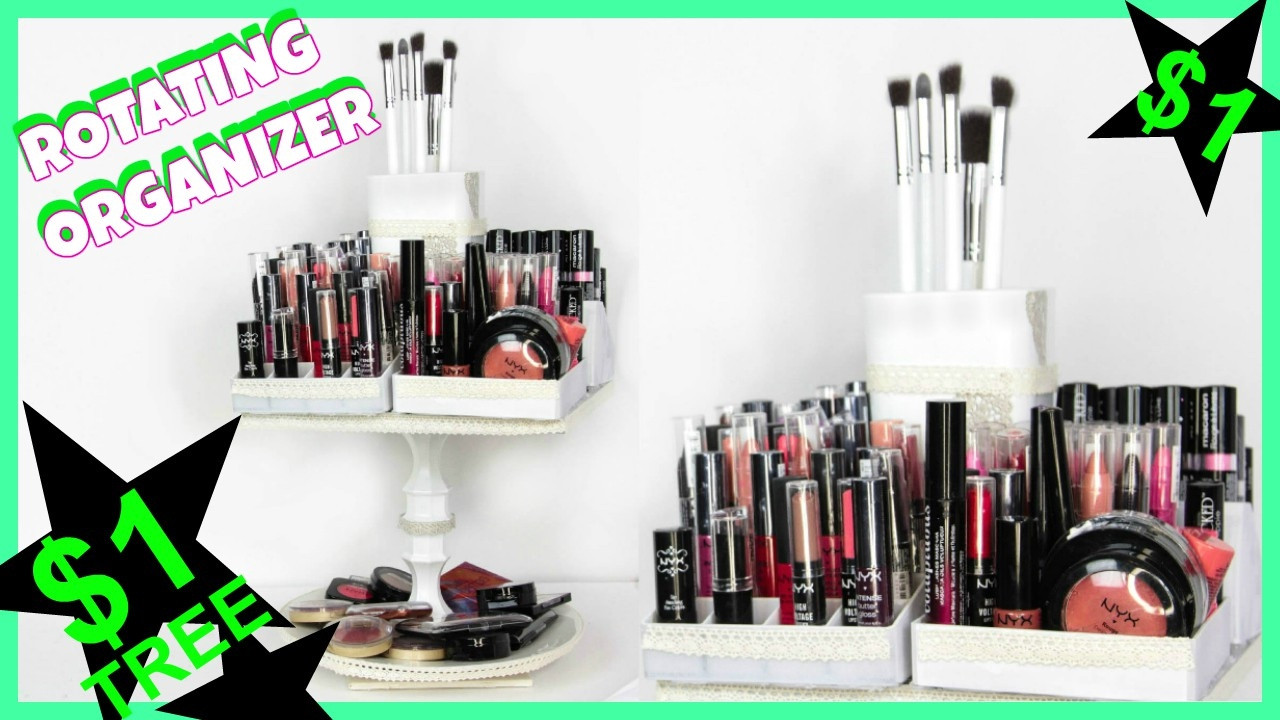 DIY Makeup Organizer Dollar Tree
 DIY Rotating Makeup Organizer Dollar Tree