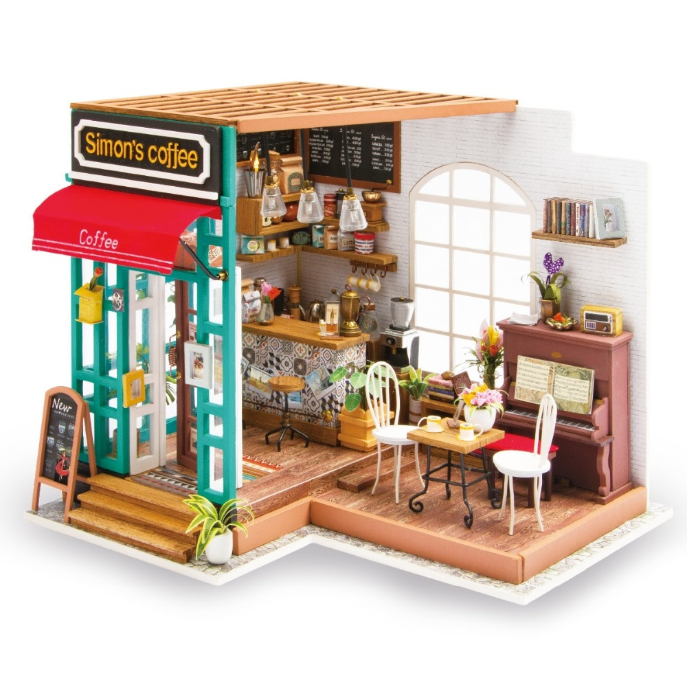 DIY Miniature Dollhouse Kit
 Robotime DIY Simon s Coffee with Furnitures Children Adult