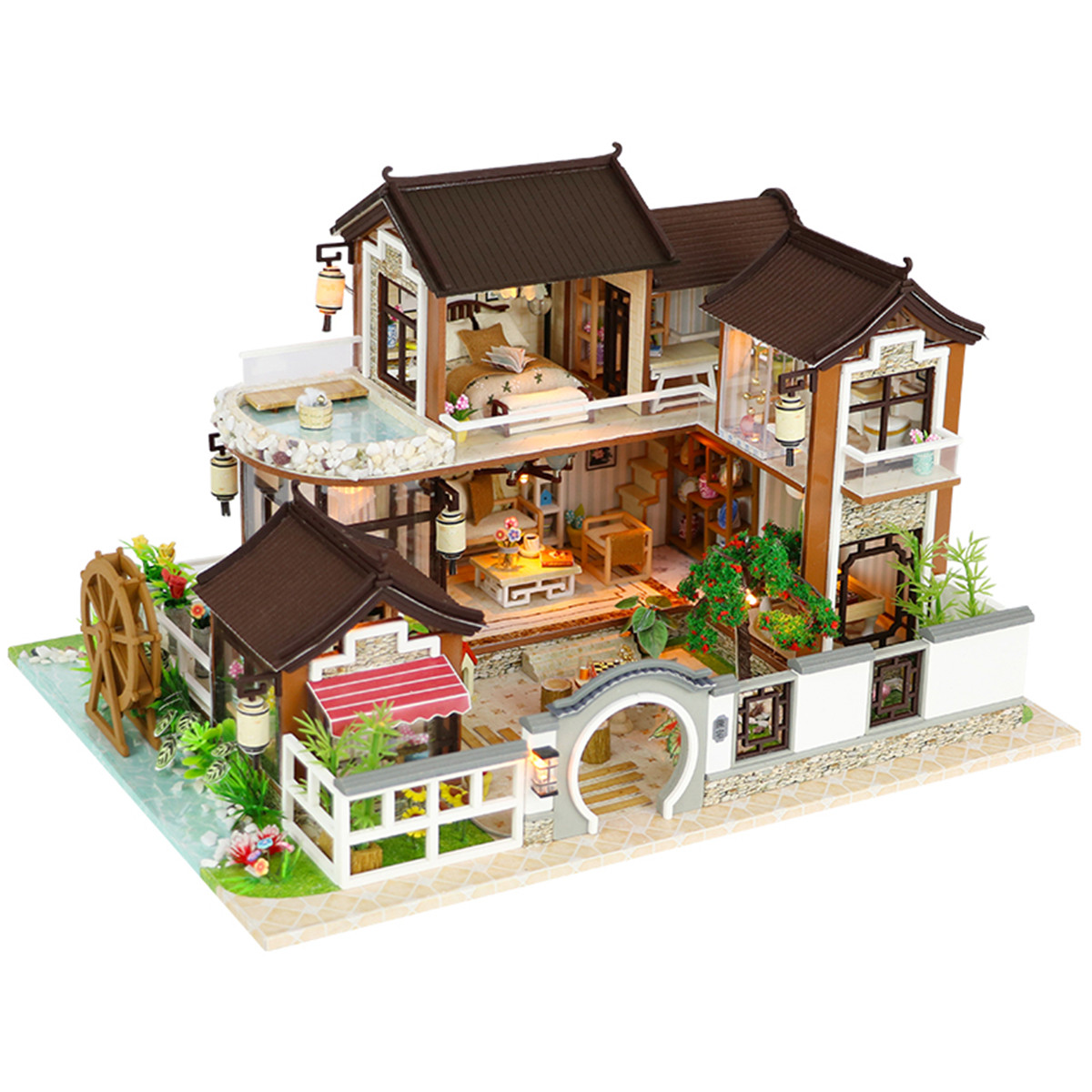 DIY Miniature Dollhouse Kit
 DIY Dollhouse Miniature Doll House Furniture Kit LED Kids