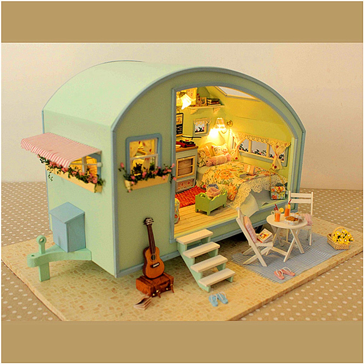 DIY Miniature Dollhouse Kit
 Cuteroom DIY Wooden Dollhouse Miniature Kit Doll house LED