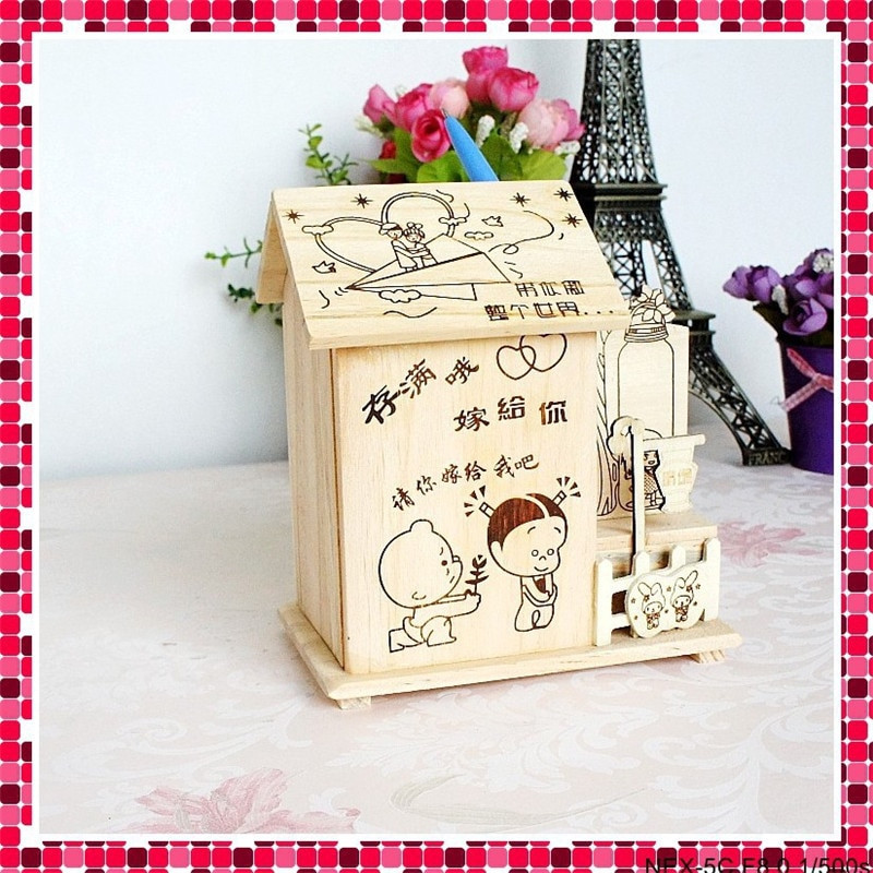 DIY Money Boxes
 DIY Wooden Children Money Box House craft Pen case Model