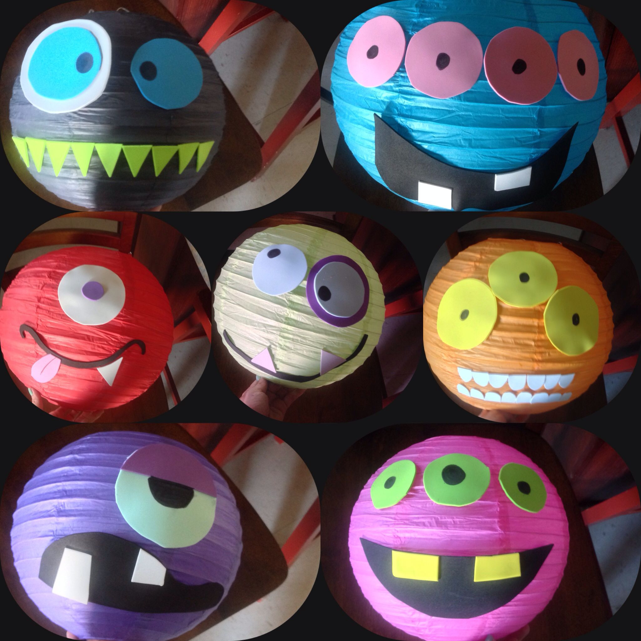 DIY Monster Party Decorations
 Paper lanterns and sticky foam diy monster party