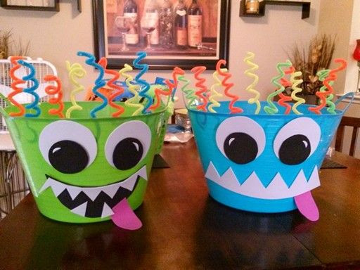 DIY Monster Party Decorations
 DIY Monster Party ice buckets for kid drinks