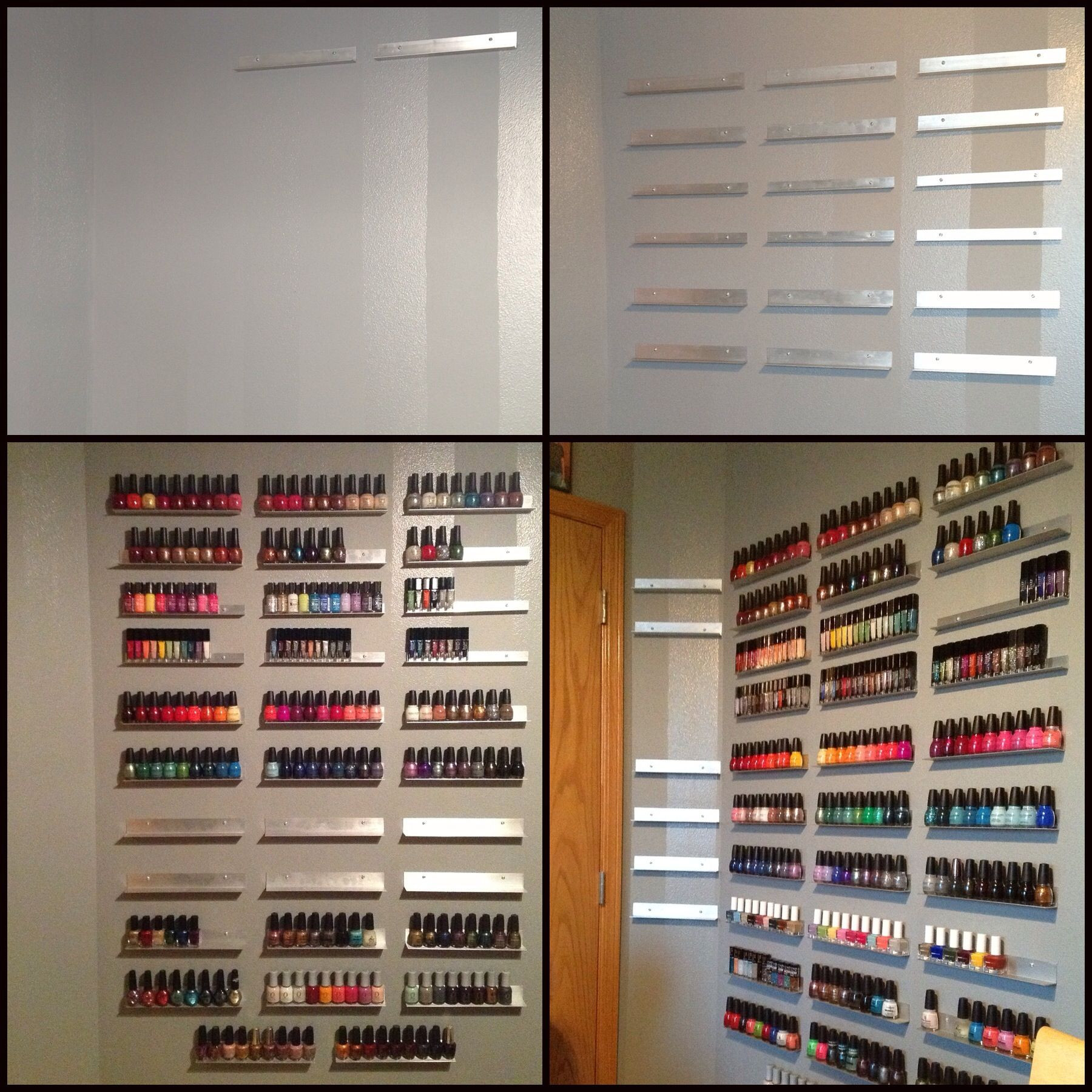 DIY Nail Polish Wall Rack
 Growing wall of polish DIY nail polish rack