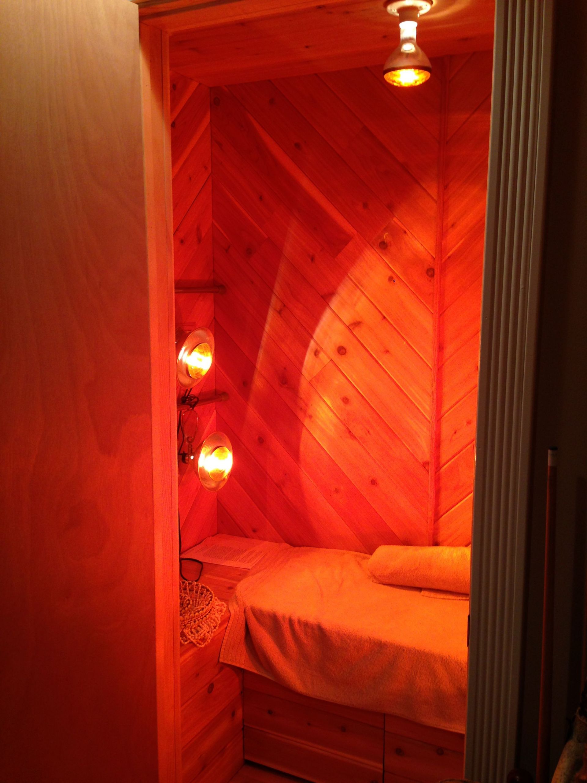 DIY Near Infrared Sauna Plans
 Basement closet turned to near infrared sauna room