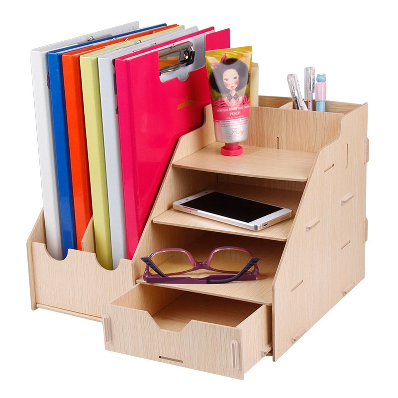 DIY Organizer Box
 Creative DIY Wooden Assemble Desktop Storage Box fice