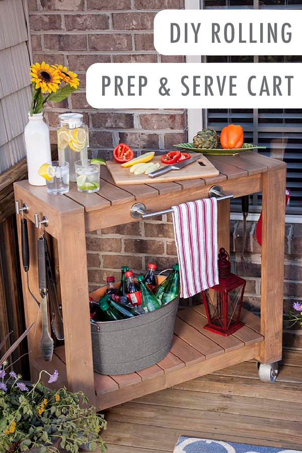 DIY Outdoor Bar Cart
 DIY Rolling Prep and Serve Cart