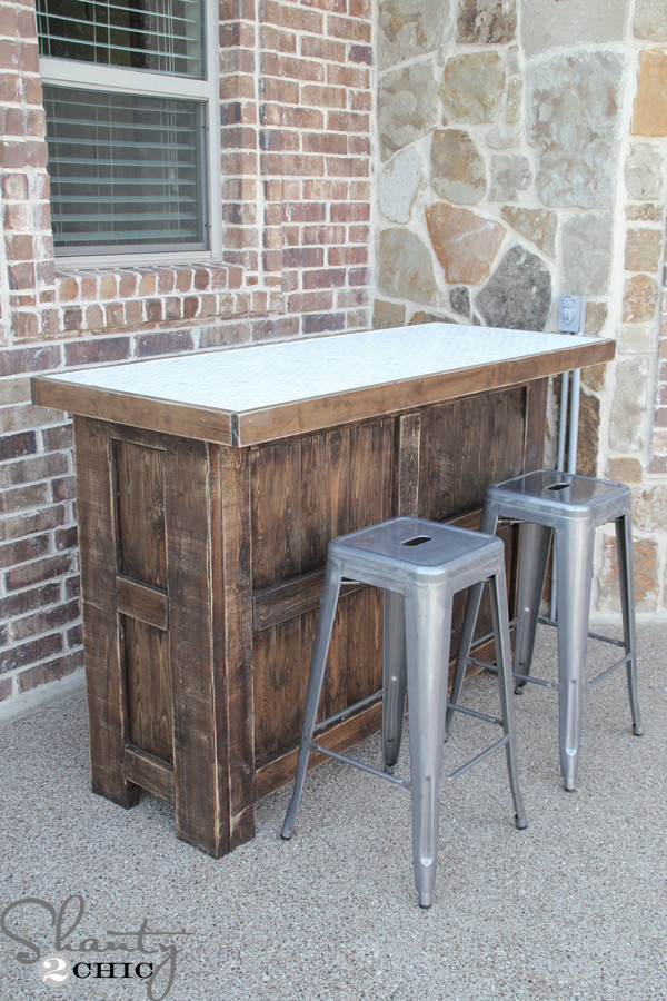 DIY Outdoor Bar Plans
 DIY Tiled Bar Free Plans and a Giveaway Shanty 2 Chic