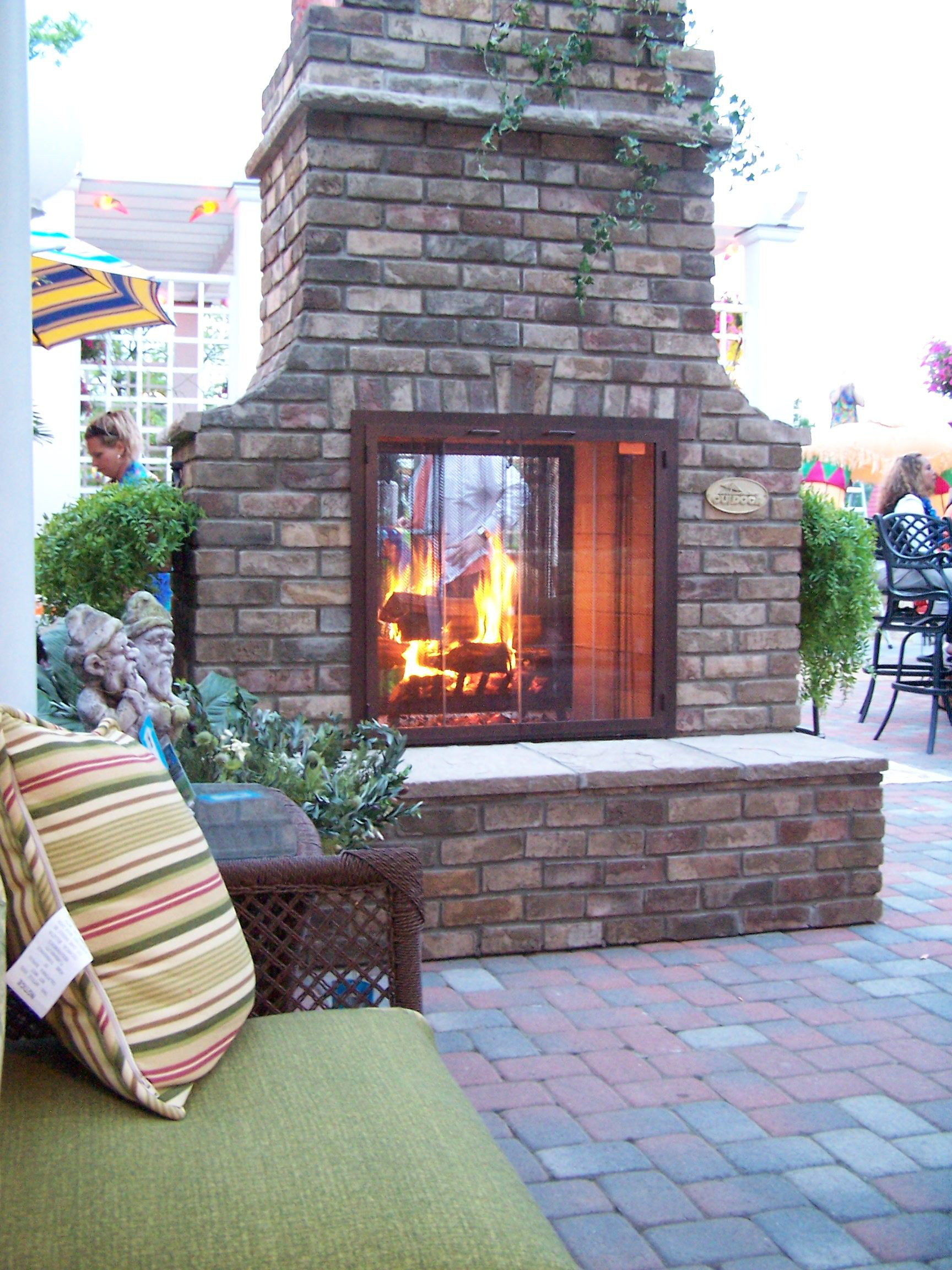 DIY Outdoor Brick Fireplace
 2 Sided Outdoor Fireplace brick walkway diy fire pits