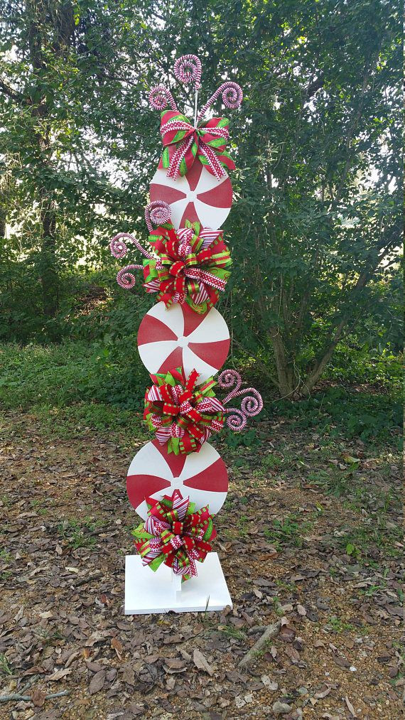 DIY Outdoor Christmas Candy Decorations
 Peppermint Stand Tutorial Candy Cane Tutorial Decor