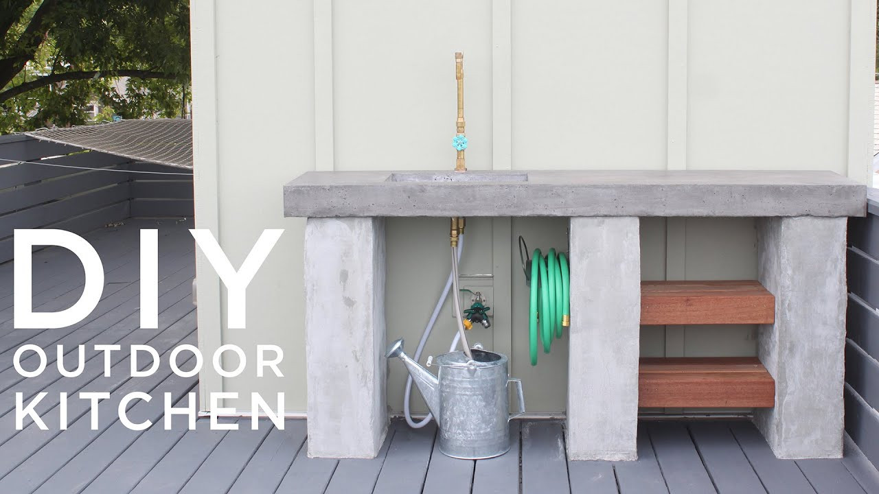 DIY Outdoor Concrete Countertops
 DIY Outdoor Kitchen with Concrete countertops and sink