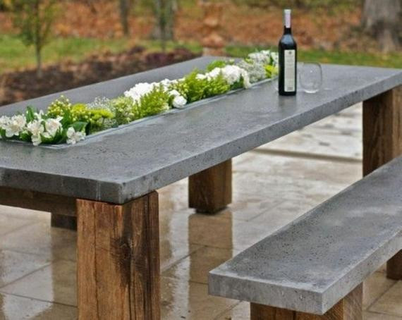 DIY Outdoor Concrete Table
 Items similar to Custom Indoor & Outdoor Concrete Tables
