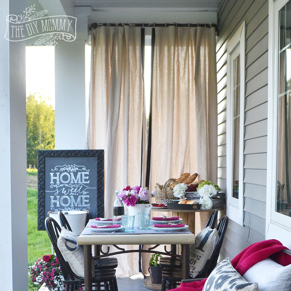 DIY Outdoor Curtains
 Make Outdoor Drop Cloth Drapes & A Porch Warming Party Idea