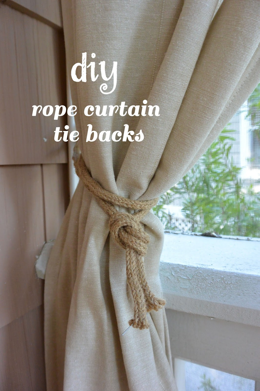 DIY Outdoor Curtains
 Outdoor Curtains and DIY Rope Curtain Tie Backs