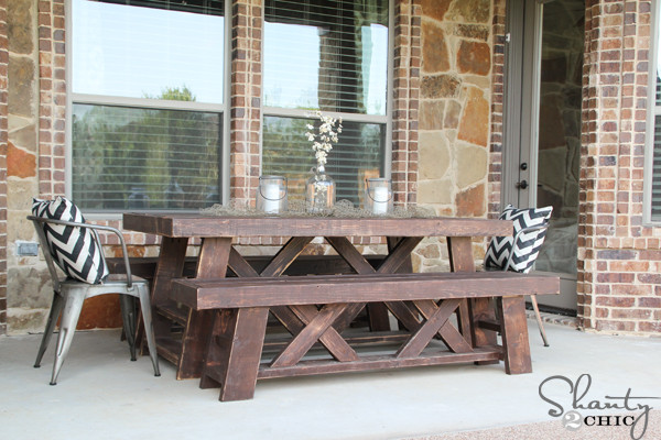DIY Outdoor Dining Table Plans
 DIY Outdoor Benches for my Table Shanty 2 Chic