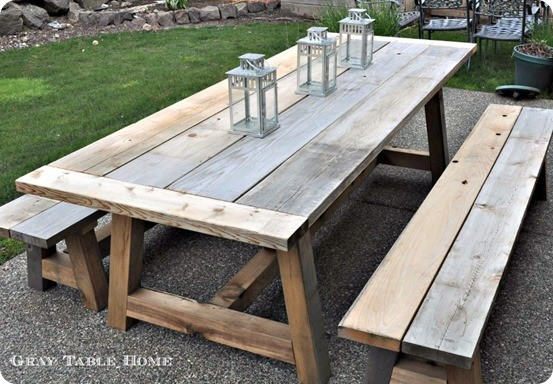 DIY Outdoor Dining Table Plans
 Reclaimed Wood Outdoor Dining Table and Benches