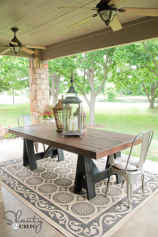 DIY Outdoor Farmhouse Table
 Restoration Hardware Inspired Dining Table for $110