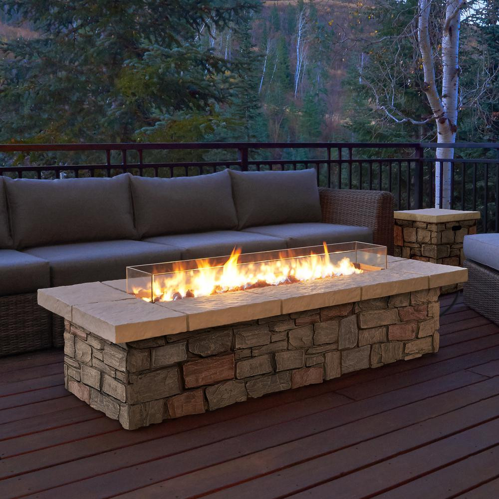 DIY Outdoor Gas Fire Pit
 Real Flame Sedona 66 in x 19 in Rectangle Fiber Concrete