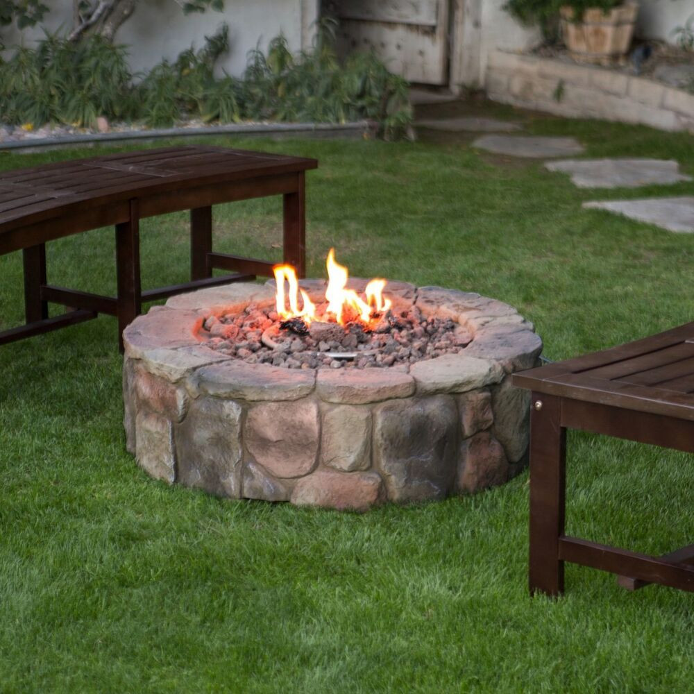 DIY Outdoor Gas Fire Pit
 Outdoor Propane Fire Pit Backyard Patio Deck Stone
