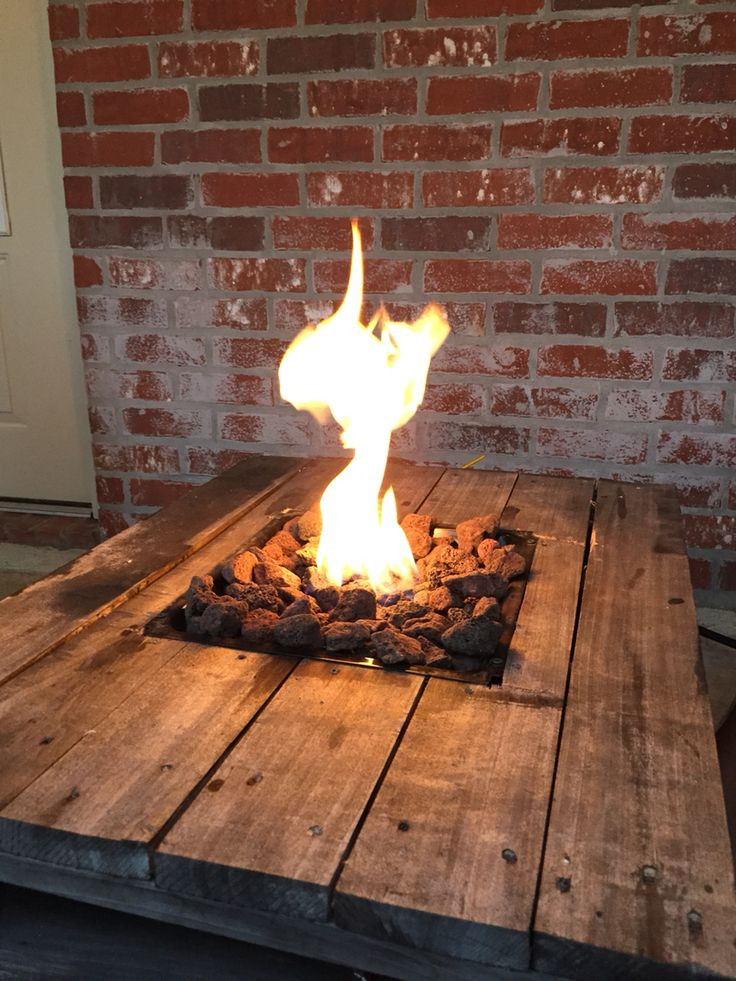 DIY Outdoor Gas Fire Pit
 Gas Fire Pit built into a pallet table Pallet Projects