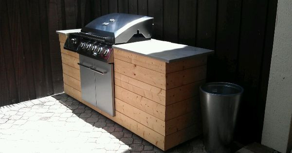 DIY Outdoor Grill Island
 DIY BBQ Island Wood and concrete countertop