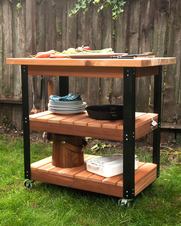 DIY Outdoor Grill
 How to Make a DIY Rolling Grill Cart and BBQ Prep Station