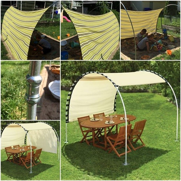DIY Outdoor Shade
 DIY Adjustable Outdoor Canopy
