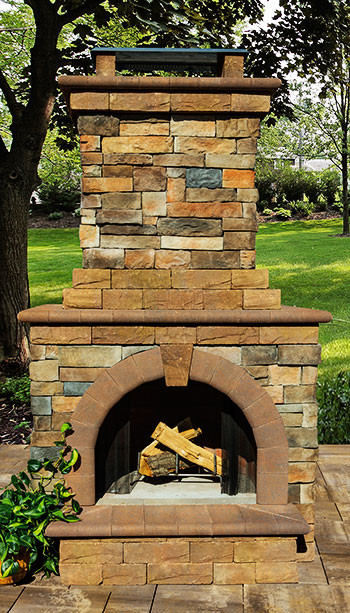 DIY Outdoor Stone Fireplace
 Cambridge Fully Assembled Stone Veneer Outdoor Fireplace