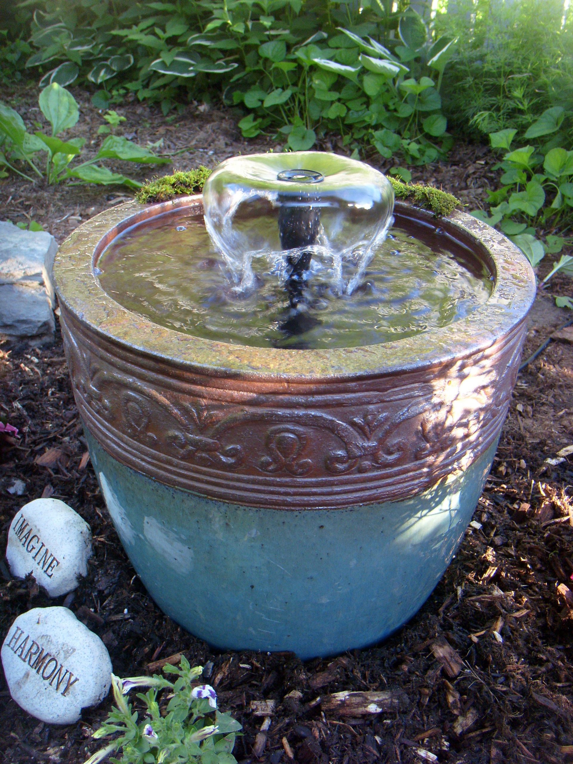DIY Outdoor Water Fountain Kits
 DIY flower pot fountain $20 pump kit from Lowes $16 pot