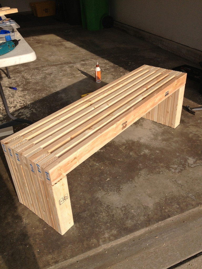 DIY Outdoor Wooden Benches
 Simple Idea Long Diy Patio Bench Concept Made Wooden