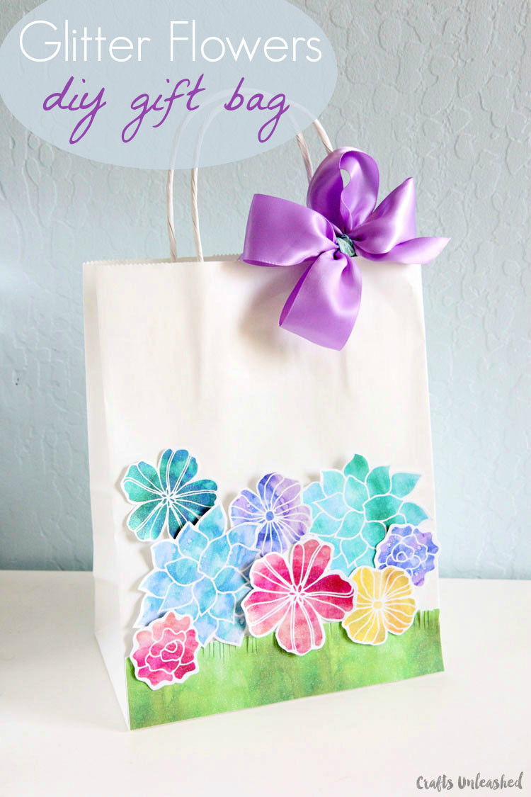 DIY Paper Gift Bag
 DIY Gift Bag with Printed Glitter Flowers