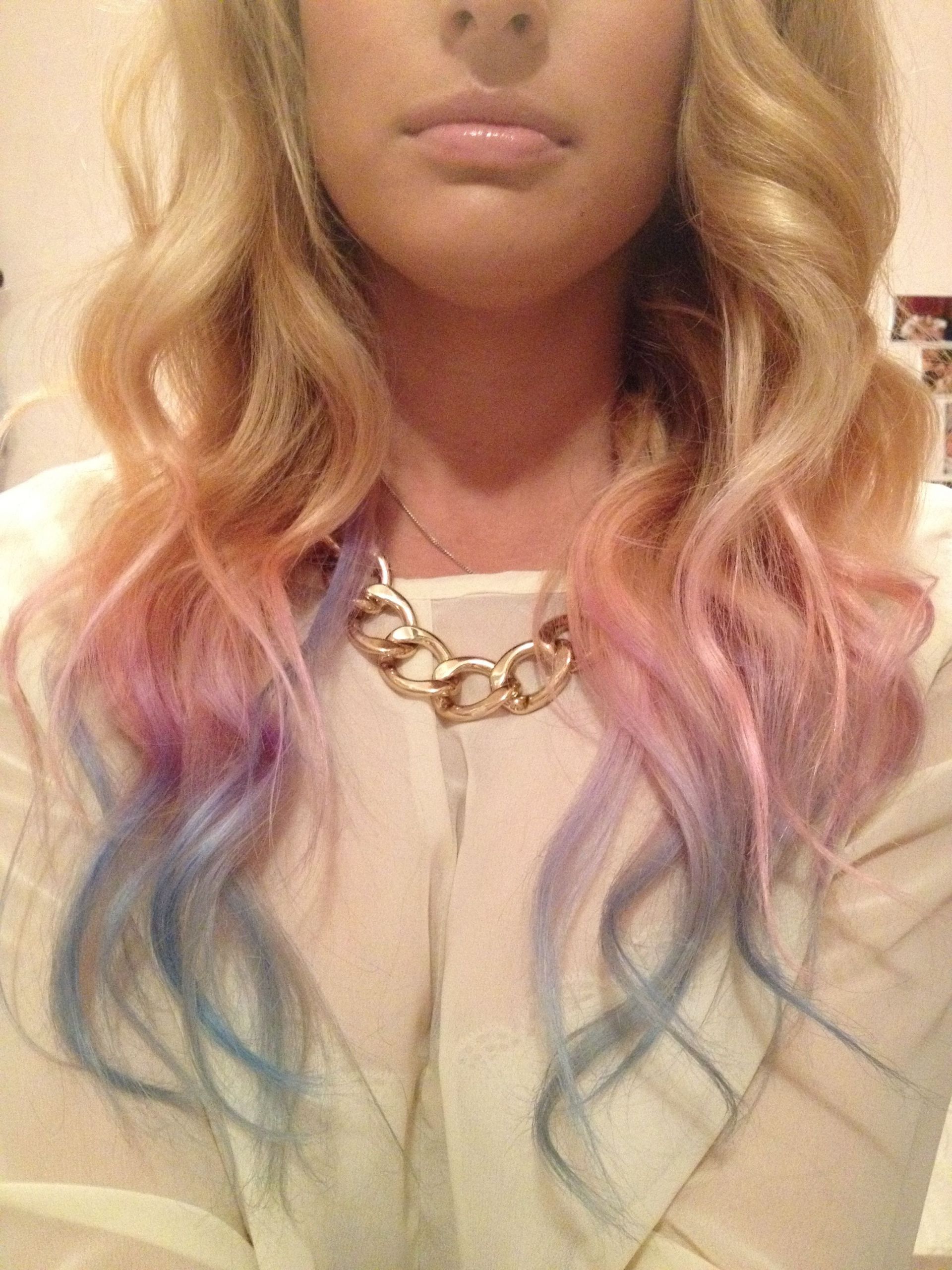 DIY Pastel Pink Hair
 DIY Pink Purple Blue pastel dip dye I did a dark purple