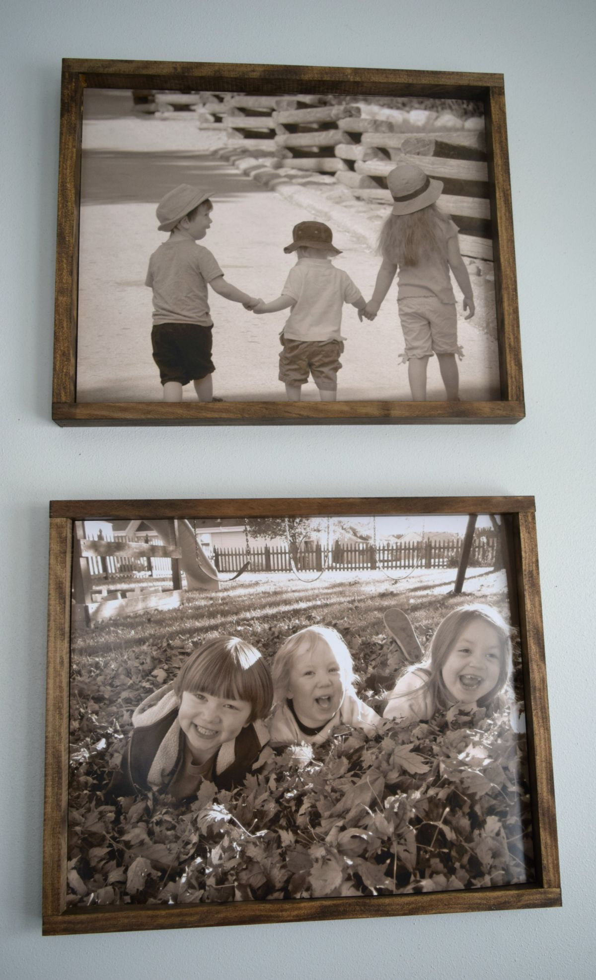 DIY Picture On Wood
 DIY large wood frame with over sized kids pictures • Our