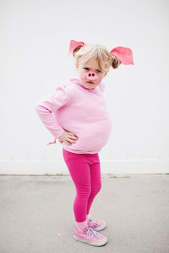DIY Pig Costume
 Easy Pig Costume Maybe put the ears and nose on a