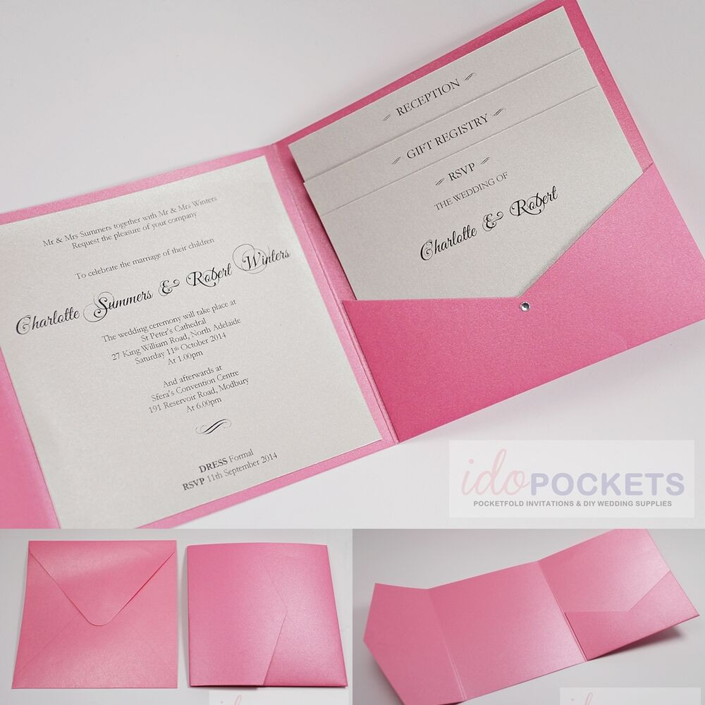 DIY Pocket Wedding Invitations
 HOT PINK SHIMMER SQUARE WEDDING INVITATION ENVELOPES DIY