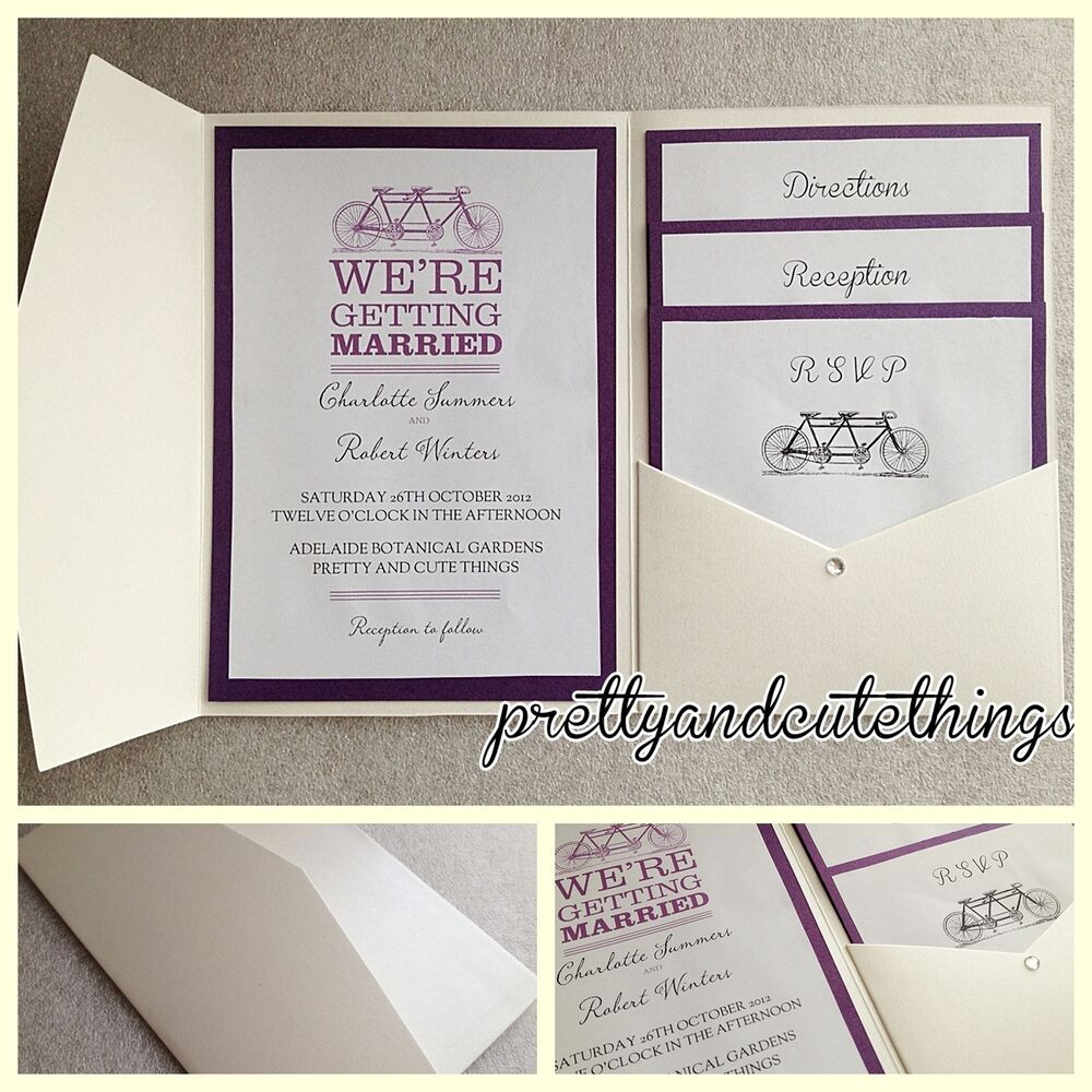 DIY Pocket Wedding Invitations
 IVORY CREAM VINTAGE WEDDING INVITATIONS DIY POCKET FOLD