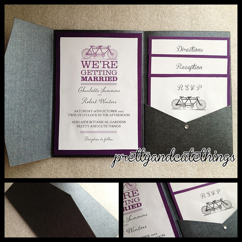 DIY Pocket Wedding Invitations
 BLACK METALLIC SHIMMER WEDDING INVITATIONS DIY POCKET