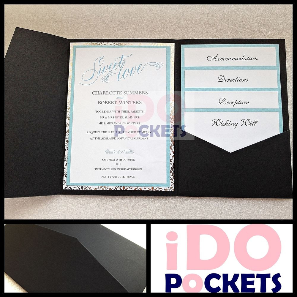 DIY Pocket Wedding Invitations
 MATTE BLACK WEDDING INVITATIONS DIY POCKET CARDS ENVELOPES