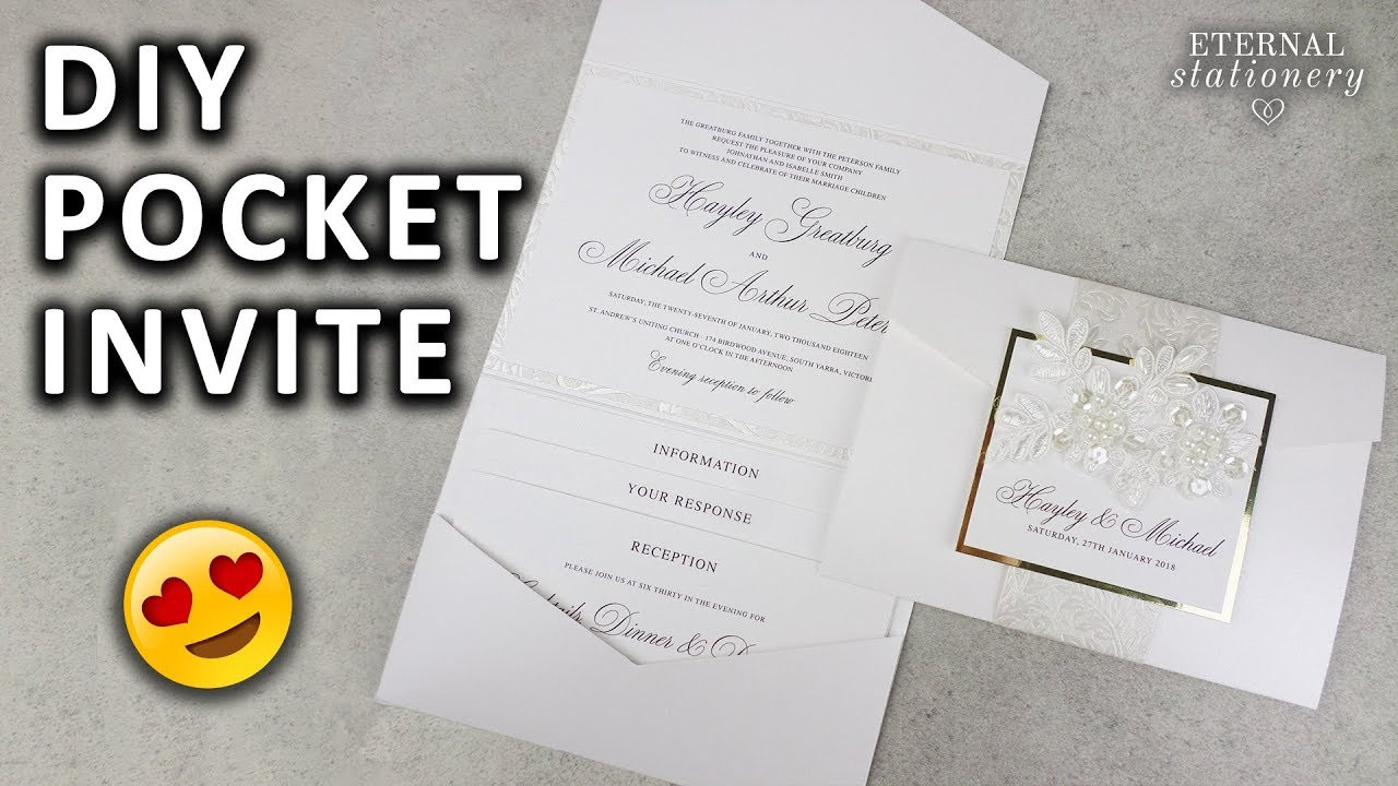 DIY Pocket Wedding Invitations
 DIY Pocketfold Invitation with Printable Pocket Template