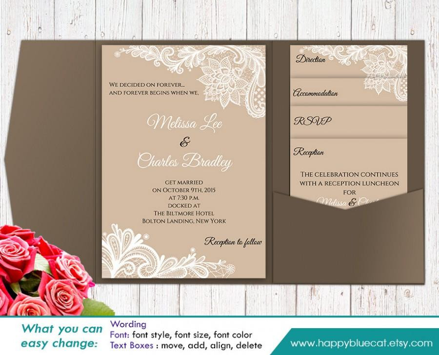 DIY Pocket Wedding Invitations
 DiY Printable Pocket Wedding Invitation Template SET