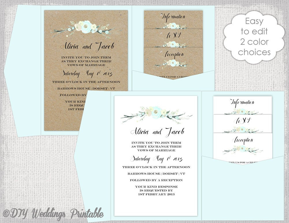 DIY Pocket Wedding Invitations
 Pocket Wedding Invitation Template DIY pocketfold wedding