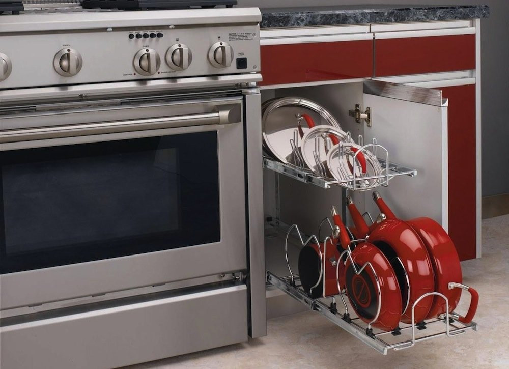 DIY Pots And Pans Organizer
 Sliding Rack Kitchen Storage Ideas for Pots & Pans Bob